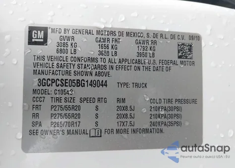 2011 Chevrolet Silverado 1500 Lt из США, поврежденный, VIN 3GCPCSE05BG149044